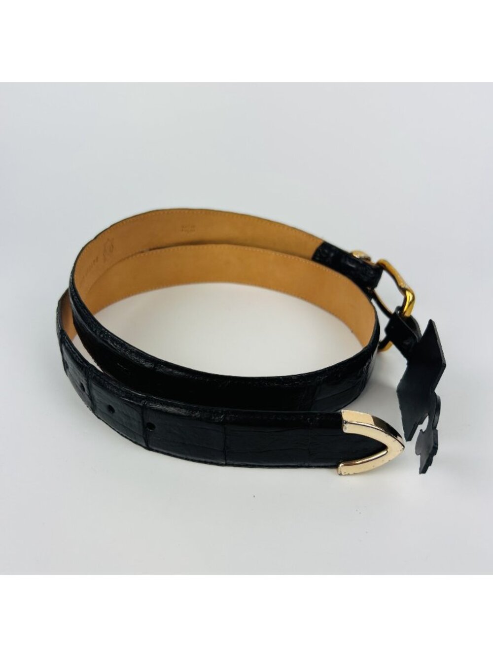 Martin Dingman Black Caiman Crocodile Leather Mens Belt Size 32